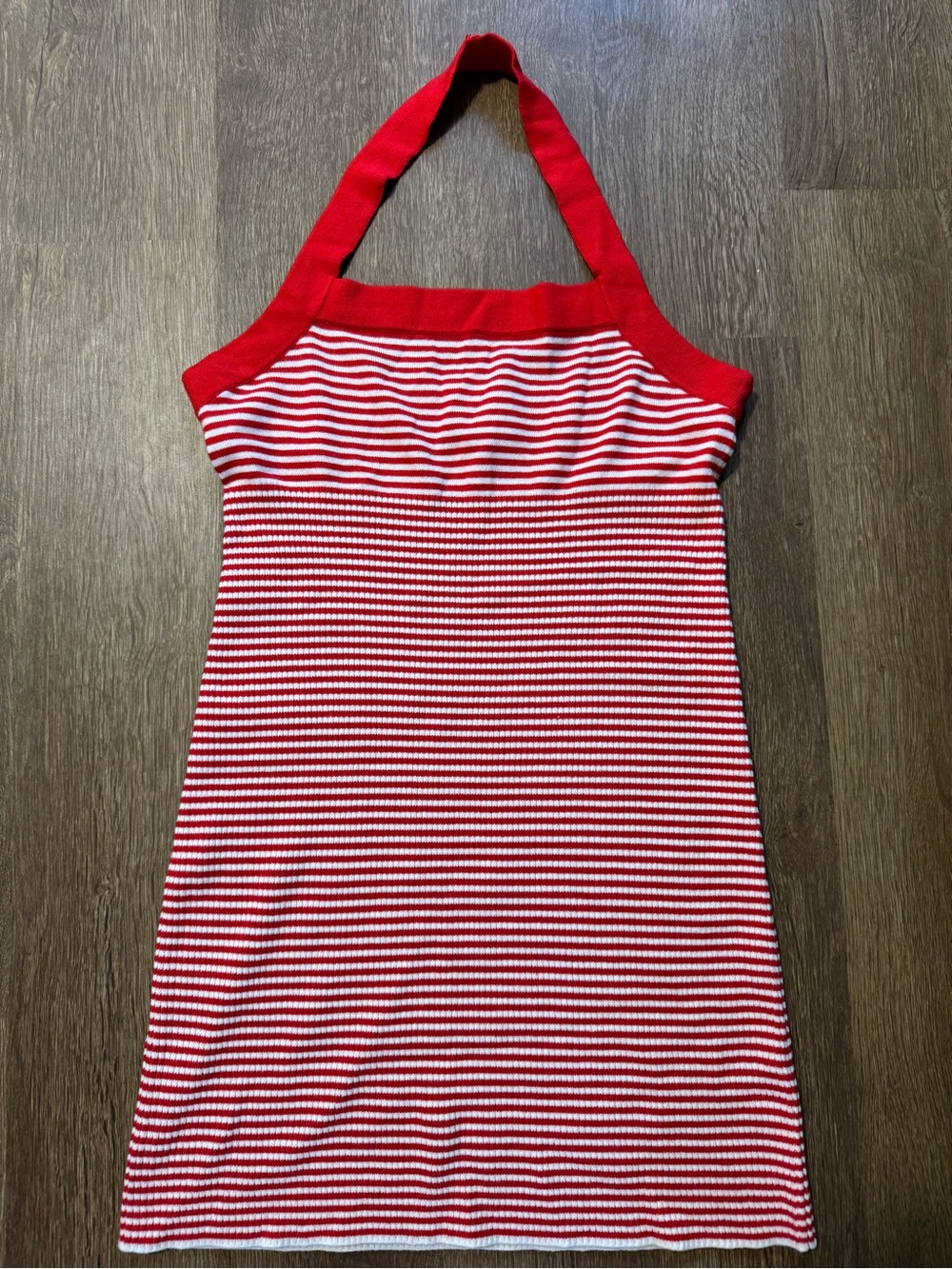 PINK by Frankies Bikinis Chaz Mini Dress Women’s Red White Stripe Ribbed Knit XL - Picture 1 of 5